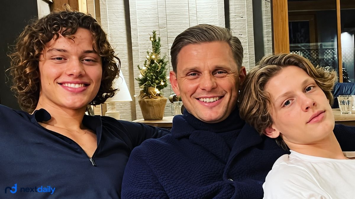 Jeff Brazier with his two sons, Bobby Brazier and Freddy Brazier, in a family photograph.